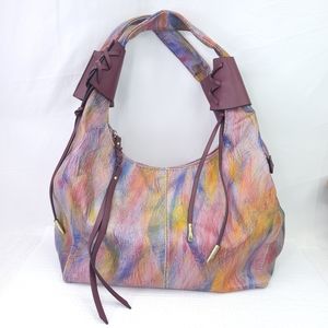 MC Handbag Aspen Multicolor Feather Print Veagn Leather Hobo Shoulder Purse